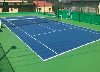 Sơn sân tennis 6 lớp có Sơn Cao Su Chống Nứt CUSHION MIXSPORTS trên nền ciment.